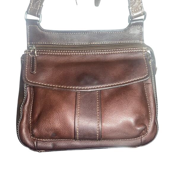 Vintage Fossil Brown Leather Crossbody Bag Wallet Organizer 75082 90s Y2K - Picture 1 of 14